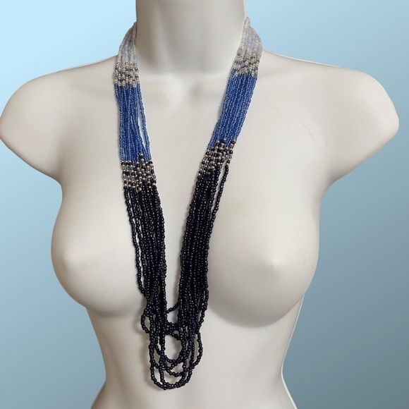 ERICA LYONS Blue Ombre Multi-Strand Seed Bead Necklace - Picture 7 of 7